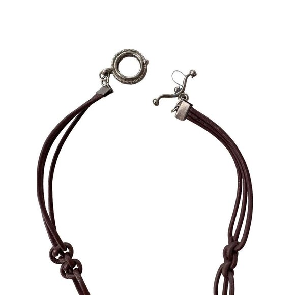 Art Glass Pendant Statement Necklace Mulitcolor 14" Toggle Clasp 2.2"h - Picture 12 of 16